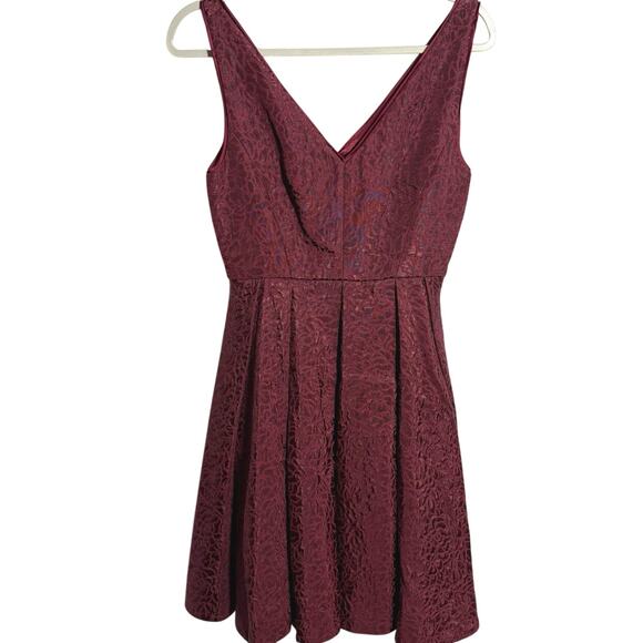 Anthropologie Erin Fetherston Dress Coco Jacquard Maroon Crimson Red Sz 4 - Picture 2 of 7